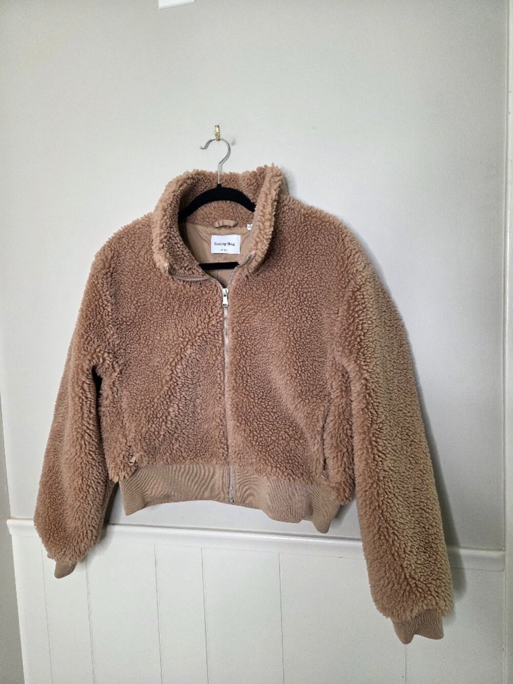 SUNDAY BEST Aritzia Brown Sherpa Zip Jacket